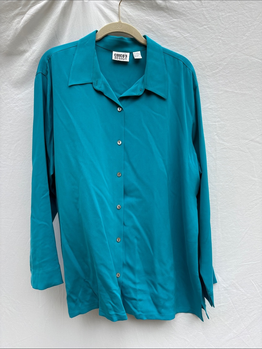 Chico's Teal Button-Front Long Sleeve Shirt